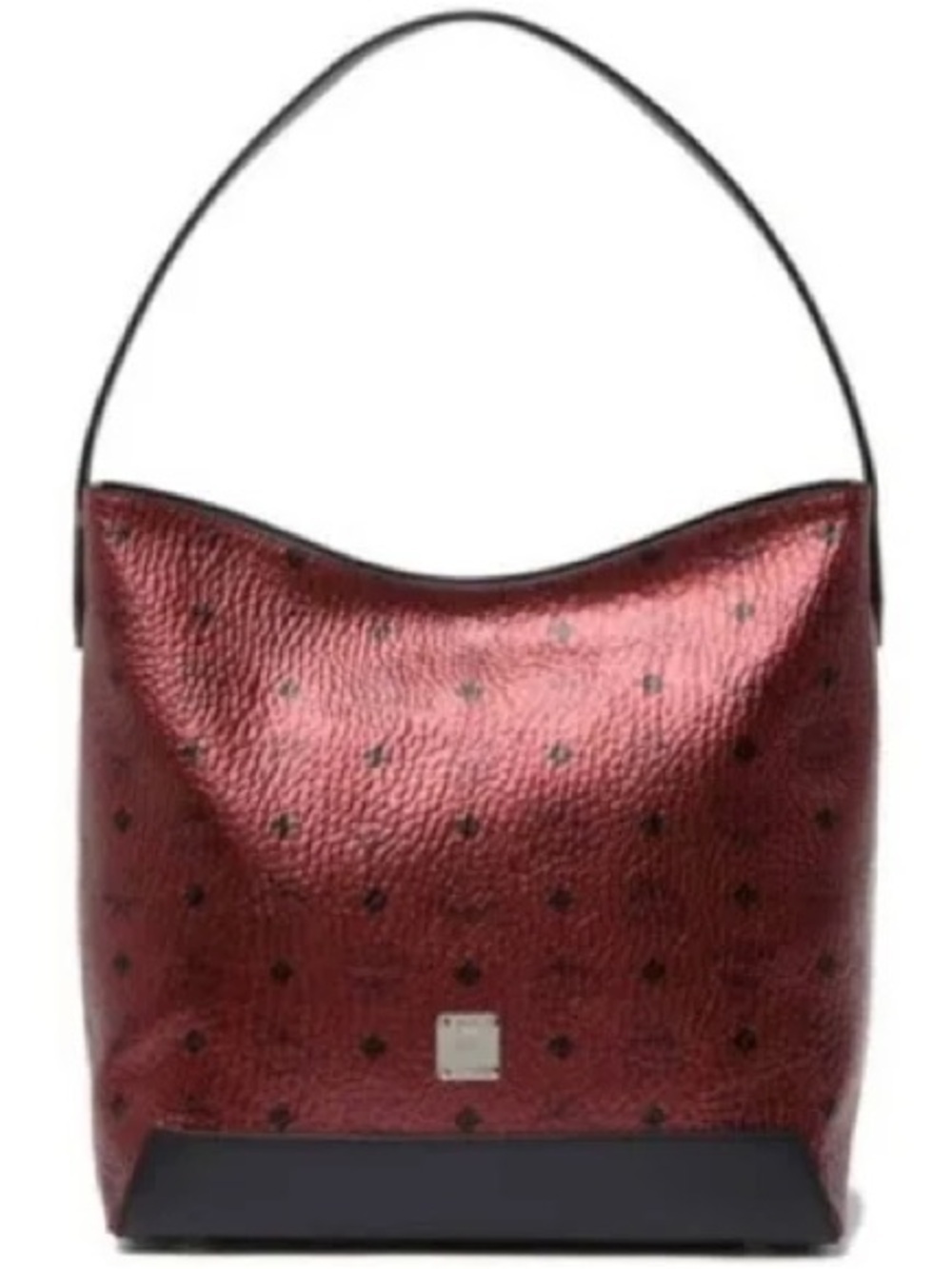 MCM Metallic Burgundy Visetos Shoulder Bag
